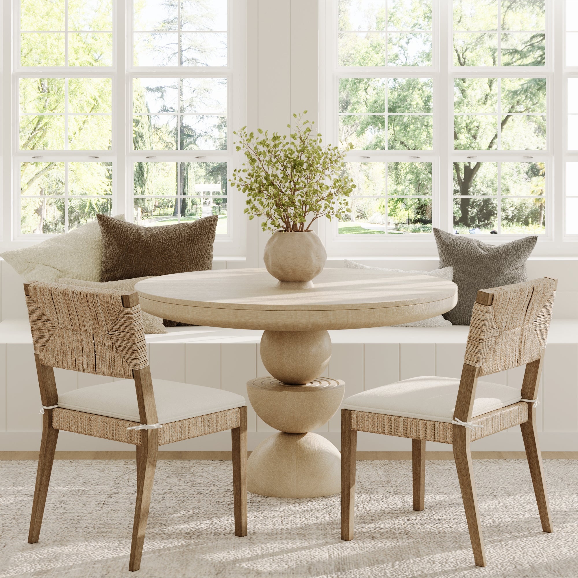 Boucle & Seagrass Dining Chair Light Brown - Image 2