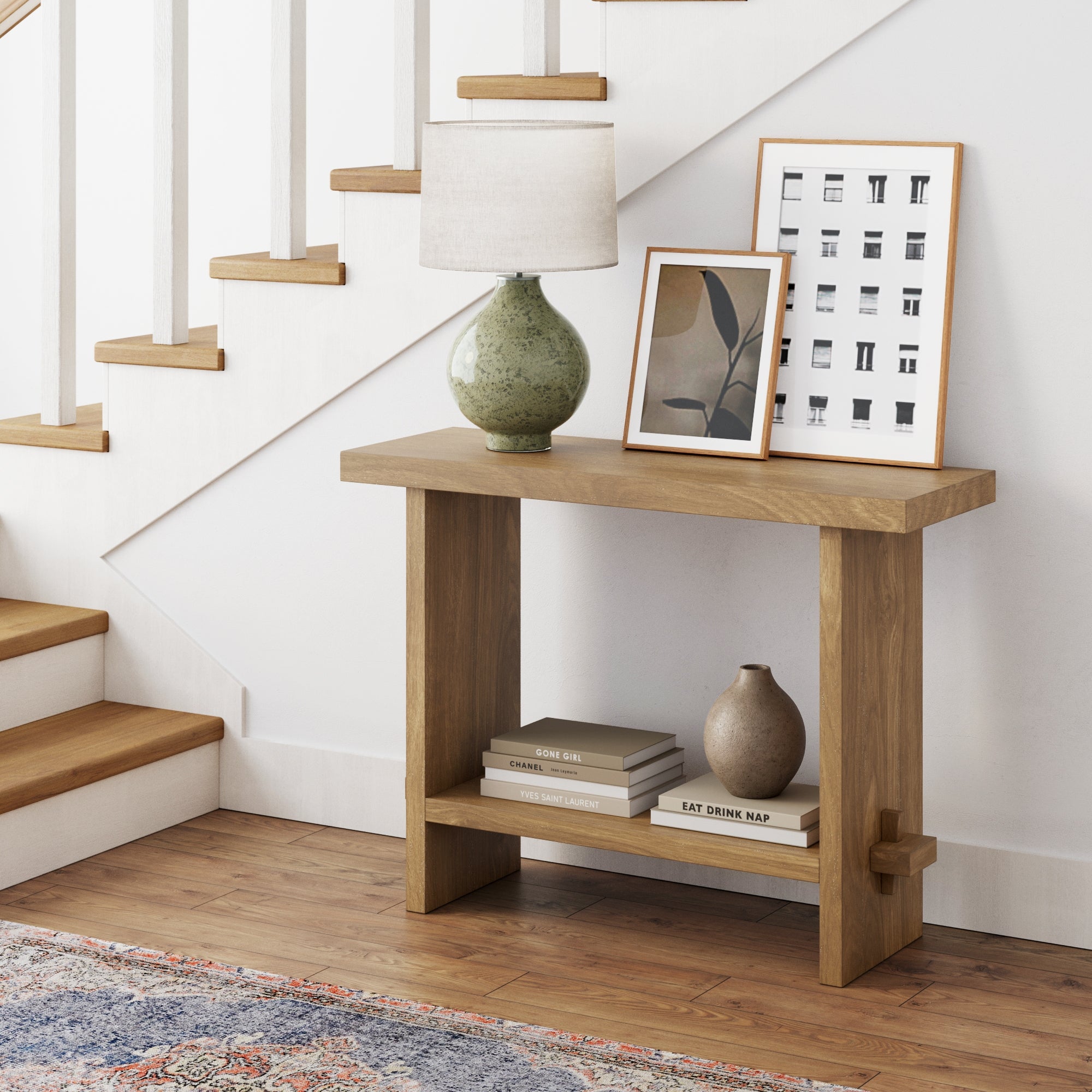 Wood Console Table Light Brown - Image 2