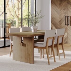 Wood Modern Farmhouse Dining Table Light Brown