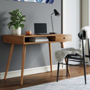 Wood Mid-Century Modern Writing Desk with Drawer